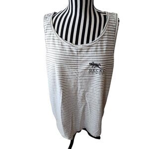 Vintage 80s 90s Gecko Hawaii Men's Tank Shirt XXL White Gray Stripe Surf